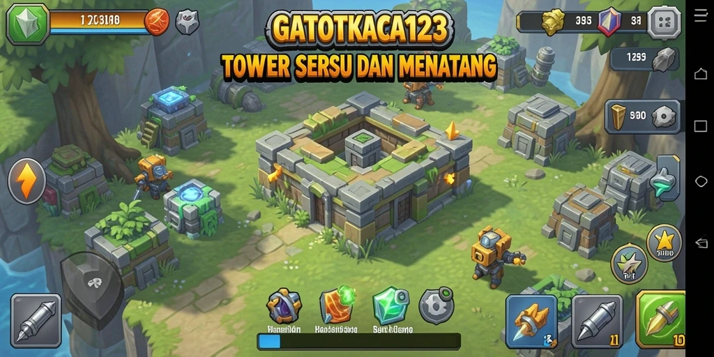 Tampilan gameplay GATOTKACA123 dengan strategi Tower Defense yang menarik.