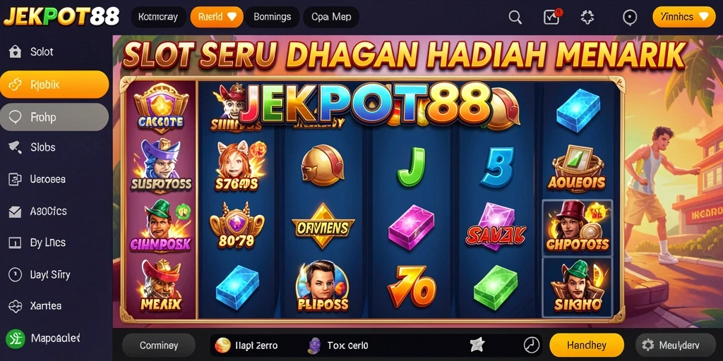 Tampilan gameplay menegangkan di JEKPOT88 dengan mesin Slot yang beragam.