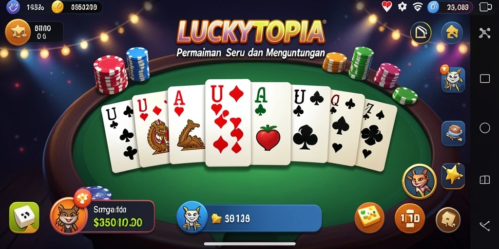 Screenshot LUCKYTOPIA menampilkan gameplay menarik permainan Domino.