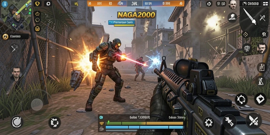 Tampilan gameplay menegangkan dalam NAGA2000 yang menarik dan seru.