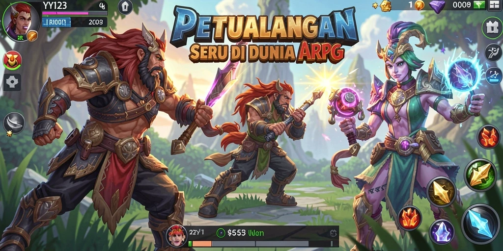 Tangkapan layar gameplay ARPG YY123 yang menegangkan dan penuh aksi.